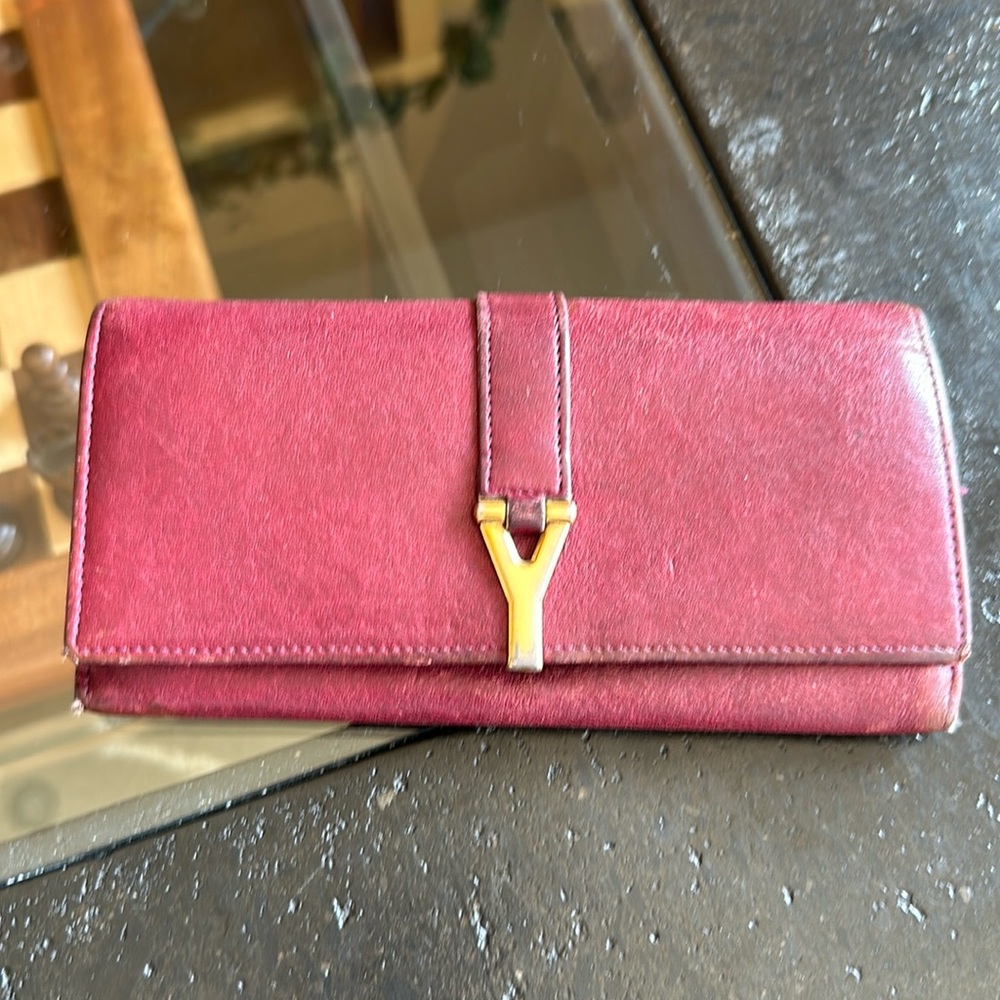 YSL BURGUNDY LONG WALLET #72